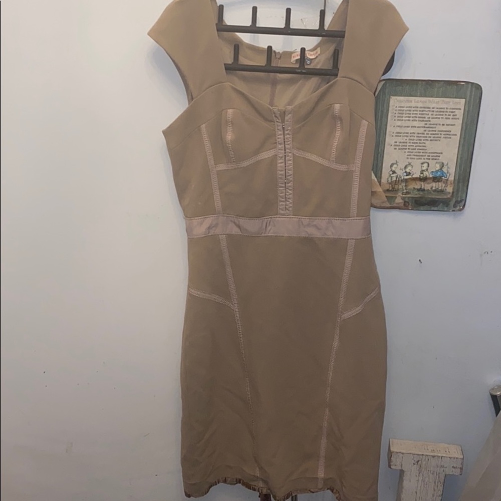 Beige fitted REBECCA TAYLOR dress size 8